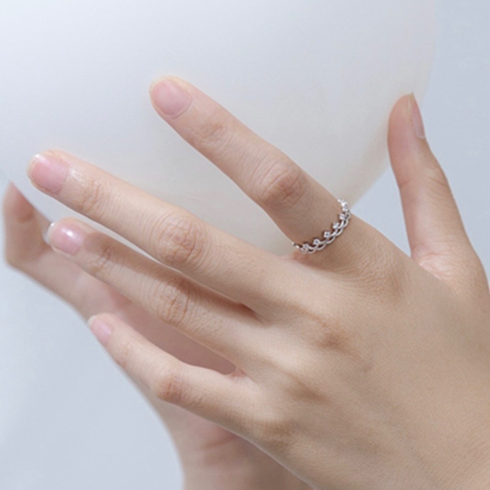 Little Princess Tiara CZ Crystals Silver Ring OS